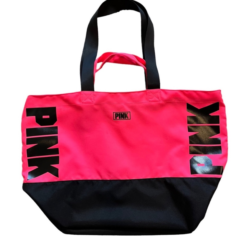 PINK Victoria’s Secret Weekender Pink Black Tote Carry On Shoulder Bag